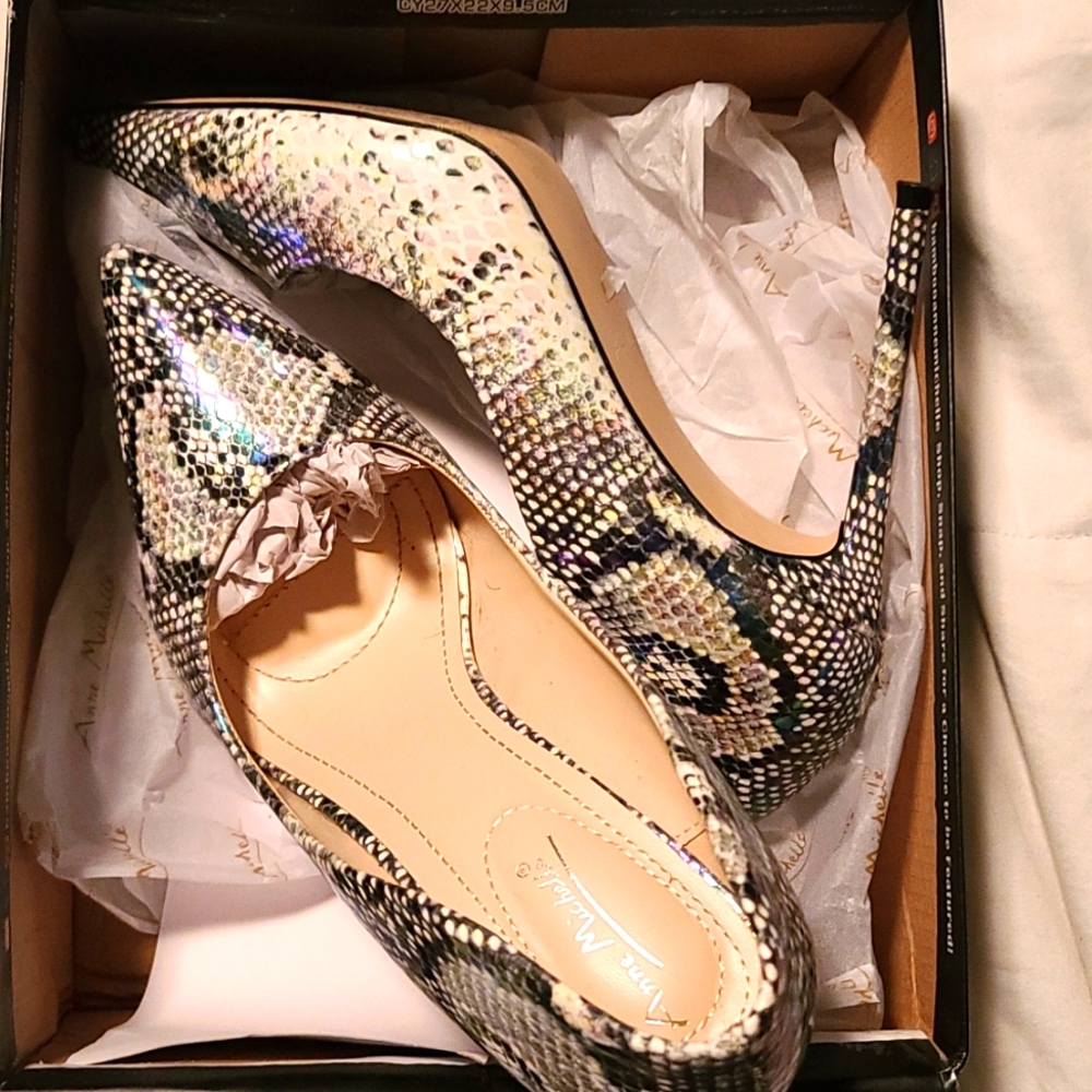 Anna Michelle snake skin stilettos
